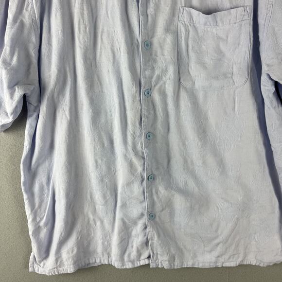 Vintage Ocean Pacific OP Shirt Mens XL Blue Button Up Jacquard Hawaiian Tropical - Picture 3 of 13